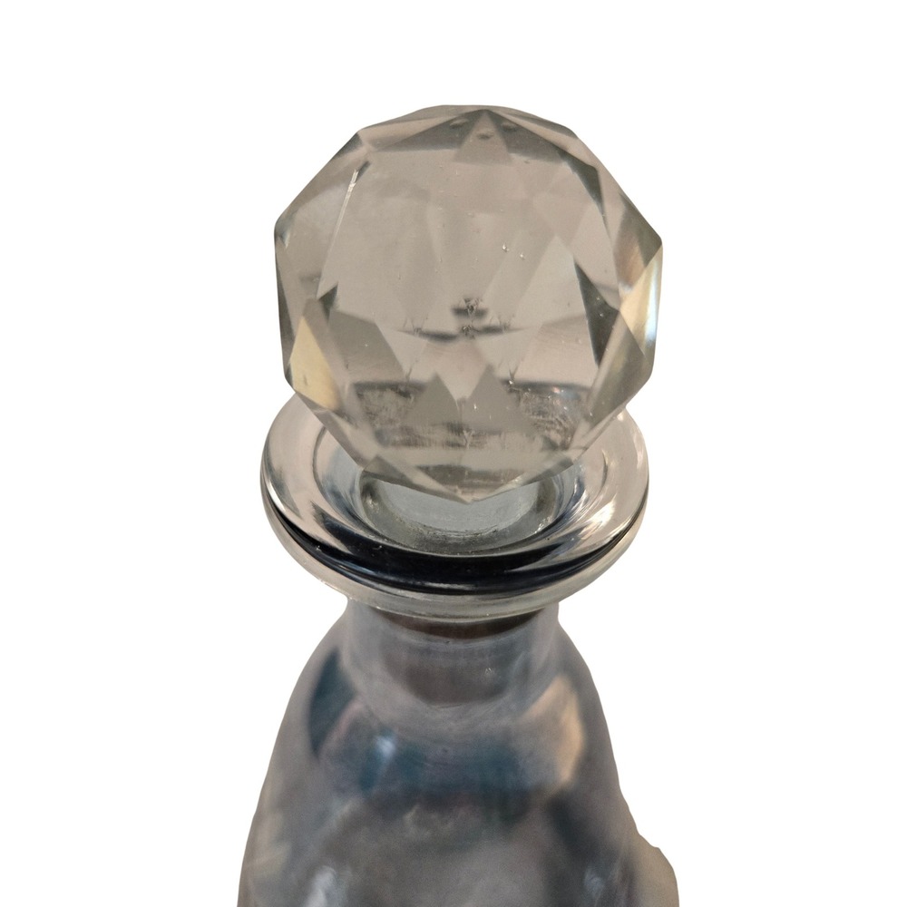 Vtg Blue Cut Glass Perfume Bottle w/ Faceted Top 5.5" Coquette French Country - Picture 2 of 6